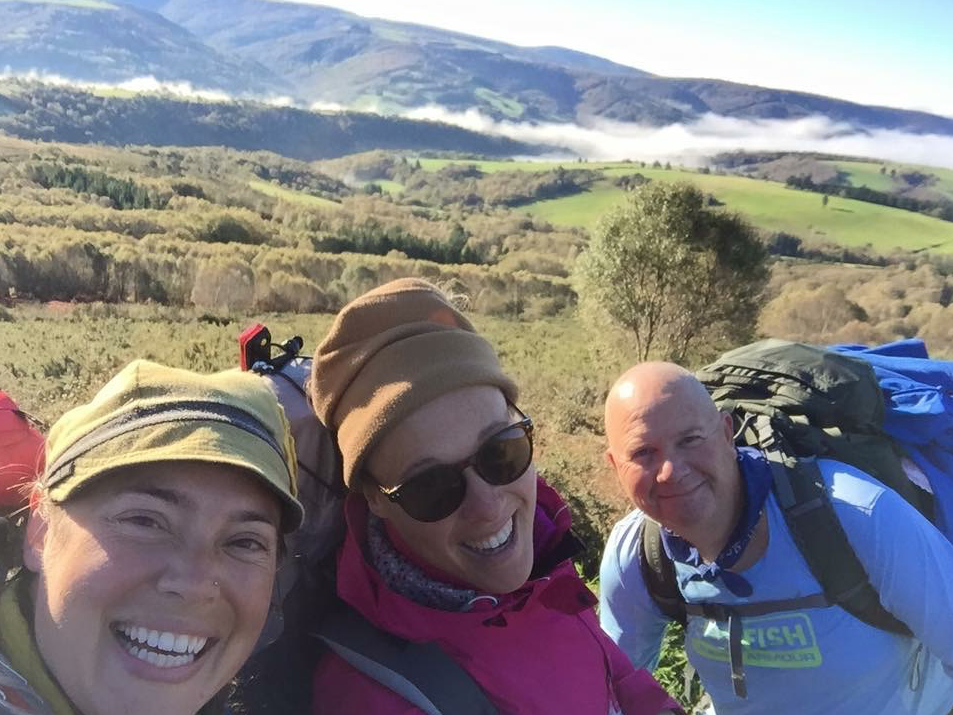 Naomi, Aida and me making our way into beautiful Galicia.