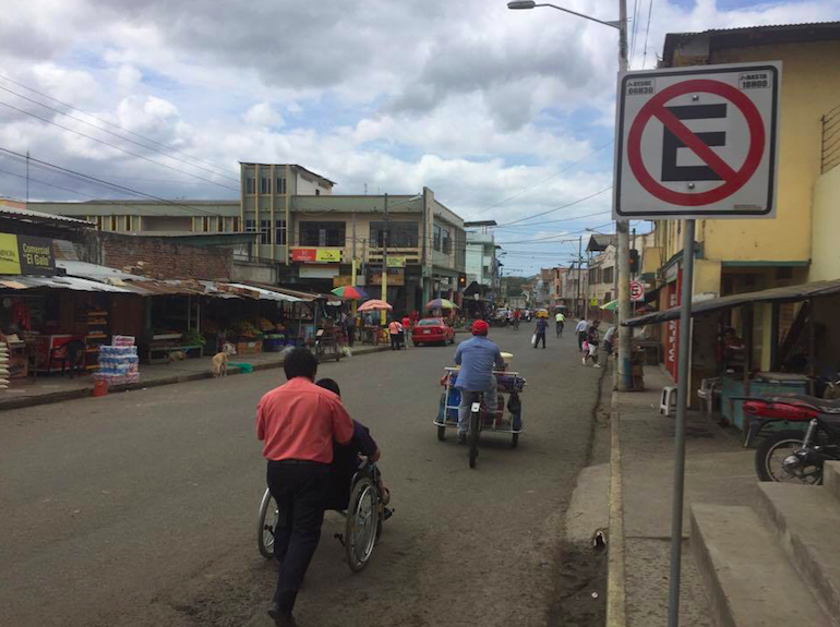 The streets of Jipijapa. This is an extremely calm scene relative to most times.